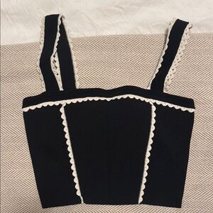 Sandro Sleeveless Sqaure neckline crop top in black